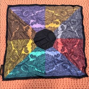 Vintage Ashear “9 Color” Italian Silk Scarf - Hand Rolled, Made in Italy 18 inch